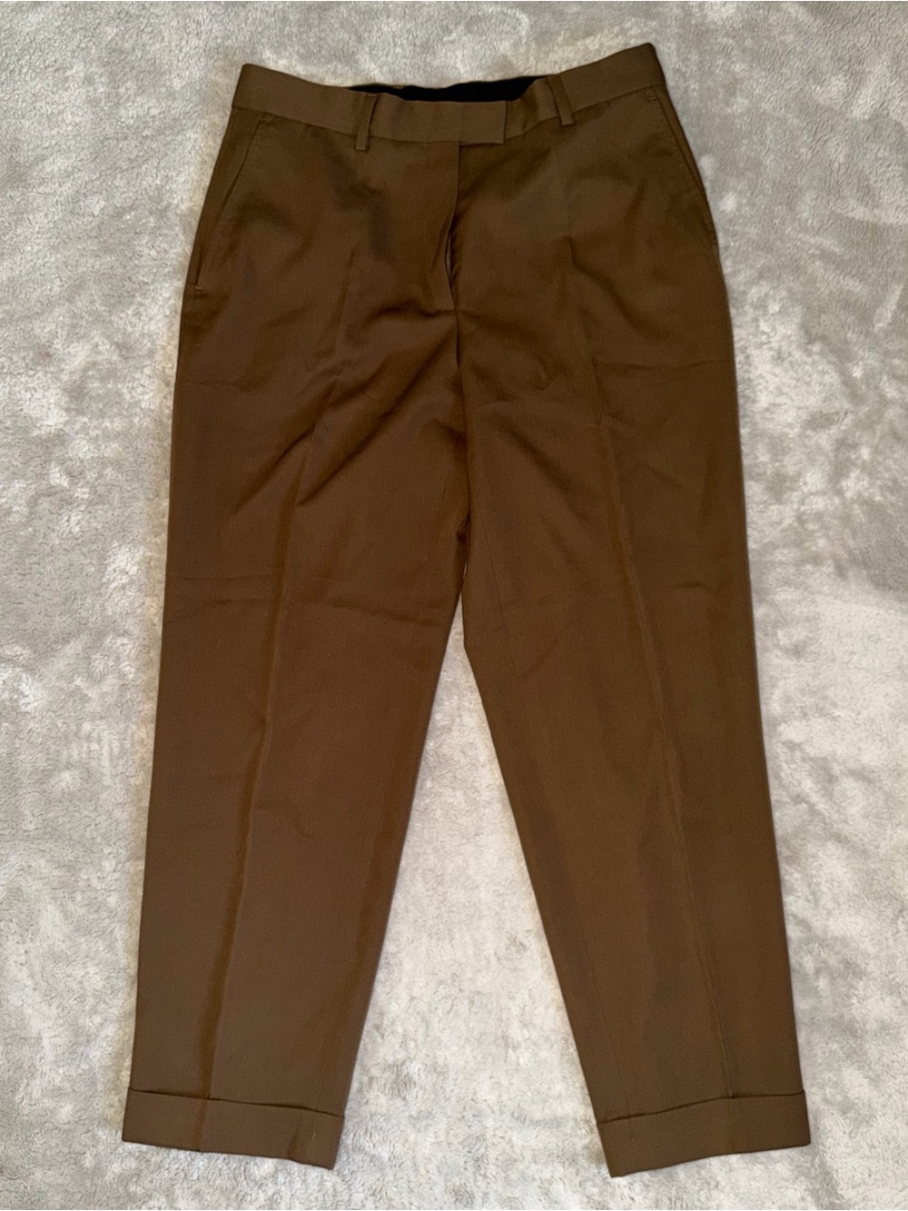 Dries Van Noten Women’s Wool Single-Pleat Front Trouser Pants Size IT40 In Brown
